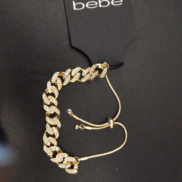 New bebe Adjustable Gold & Pave Links Bracelet - Picture 2 of 2